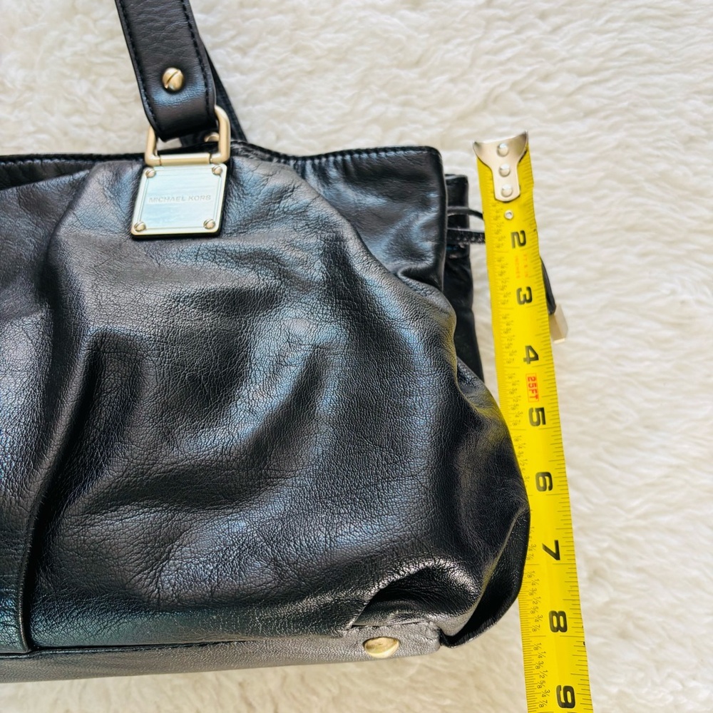 Michael Kors Drawstring Black Leather Satchel Bag w/ Dustbag - Picture 13 of 16